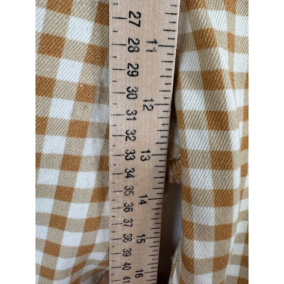 Wrangler‎ Wanderer high rise flare jeans tan checkered 90s retro sz 34x30 - Picture 6 of 10